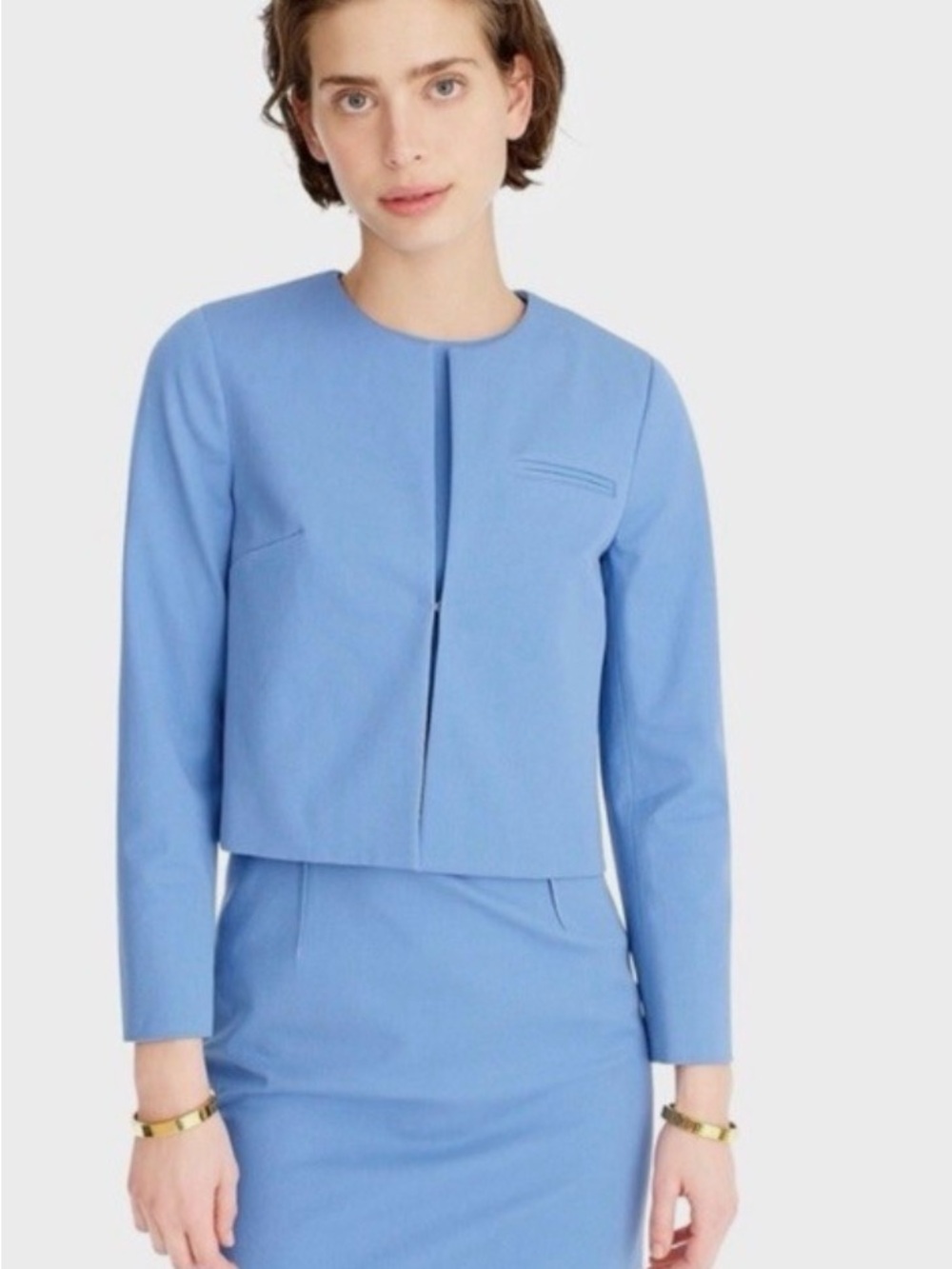 JCREW 365 Collarless jacket, cerulean/ blue (aka 🎥) lined & tailored Excellent
